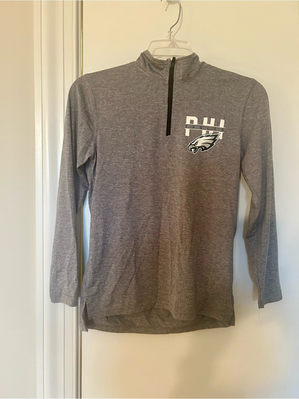 Philadelphia Eagles Youth Gray Quarter-Zip Pullover